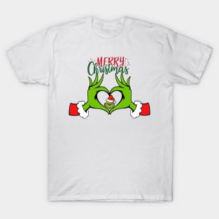 Grinch Heart merry christmas T-Shirt